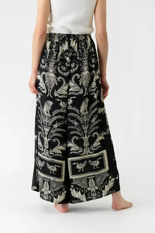 Vintage Damask Black Palazzo Pant