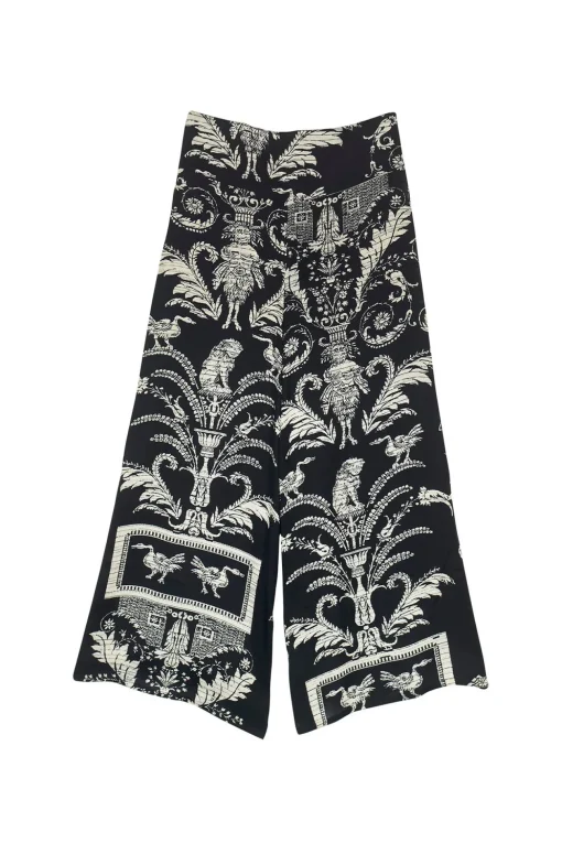 Vintage Damask Black Palazzo Pant