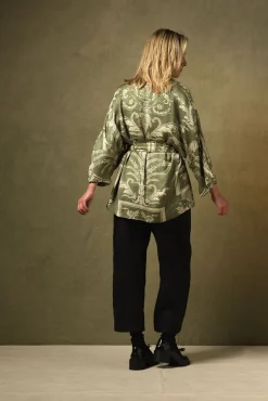 Vintage Damask Sage Wrap Jacket