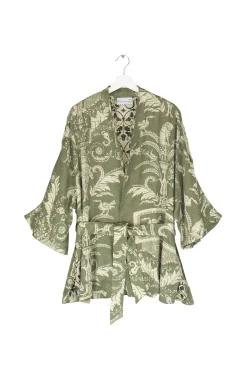 Vintage Damask Sage Wrap Jacket