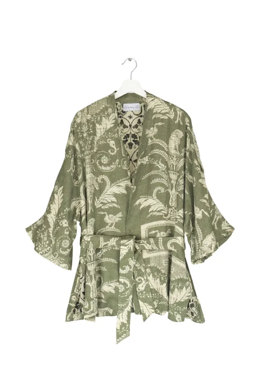 Vintage Damask Sage Wrap Jacket