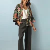 Woven Flower Black Crepe Kimono