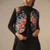 Woven Flower Black Gilet