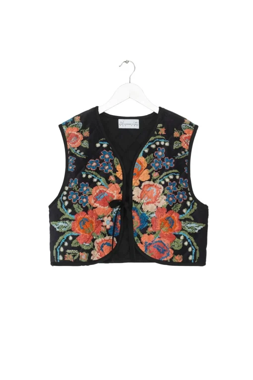 Woven Flower Black Gilet