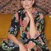 Woven Flower Black Rachel Dress
