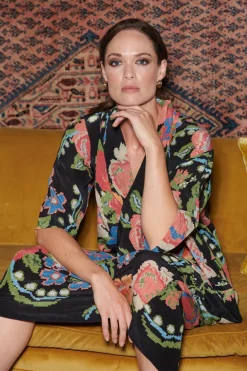 Woven Flower Black Rachel Dress