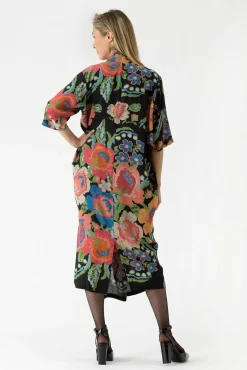 Woven Flower Black Rachel Dress