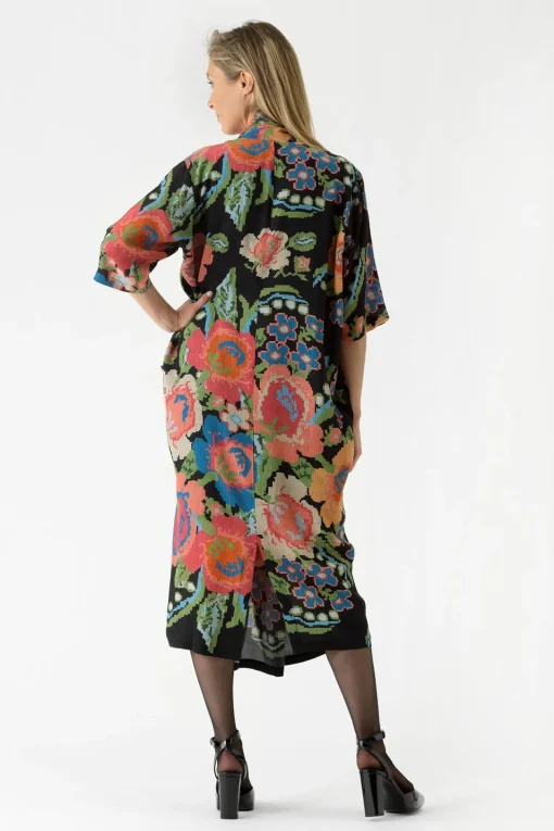 Woven Flower Black Rachel Dress