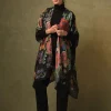 Woven Flower Black Wool Throwover