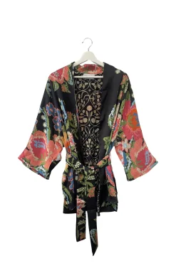 Woven Flower Black Wrap Jacket